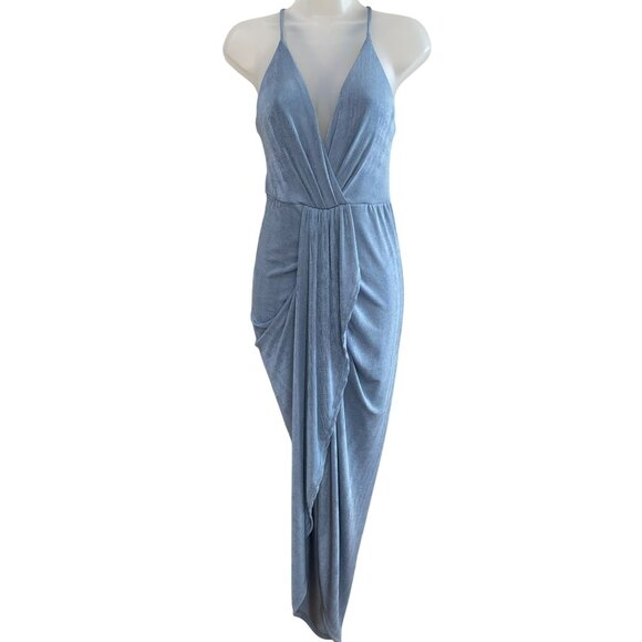 New Mable Blue Date Night MIDI Deep V-Neck & Crisscross Back Medium - Picture 3 of 15